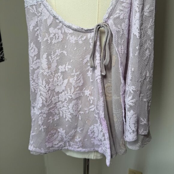 Free People Light Lavender Lacey Tank Top Blouse - Picture 8 of 11
